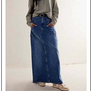 Free People Denim Blue Maxi Skirt